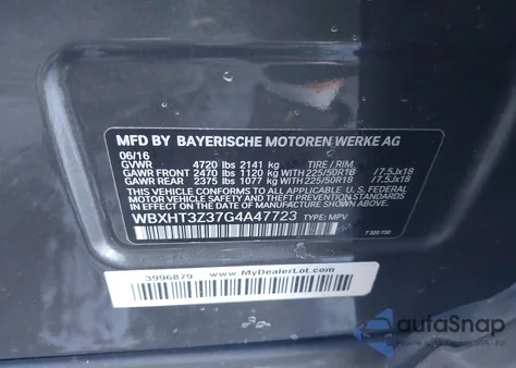 2016 BMW X1 xDrive28I из США, поврежденный, VIN WBXHT3Z37G4A47723